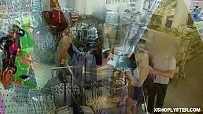 Monica Saige says, 'Fuck me harder, officer,' as he pounds her in the shop