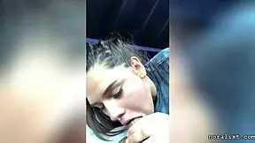 Latina teen babe performs blowjob on friend in car during outdoor public encounter from Craigslist
