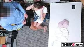 carolina sweets prepares to settle her debt in the garage office