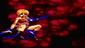 Kuromaru battles Maria in fierce fighter queen showdown. Their intense clash turns wild.