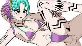 Bouncing boobs and ass in cowgirl