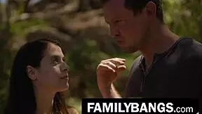 Petite brunette Abbie Maley relieves tension by fucking cousin Pierce Paris in the park with facial