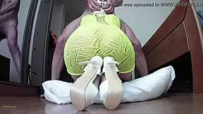 Throat me deep in yellow fishnets and heels