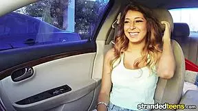 Stranded Brunette Teen Needs Help From Stranger