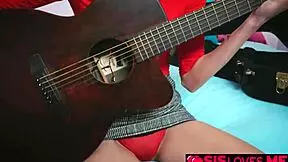 Stepsister Natalia Nix helps stepbrother with his big cock in casual way