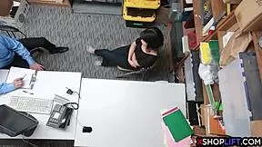 Petite Teen Thief Fucked by Security Guard to Avoid Jail in Office