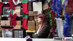 tiny redhead krystal orchid caught stealing in garage. she’s punished with hardcore blowjob action!