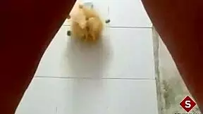 teen 18+ with tattoo warms up in bathtub using fingers on big ass and tits