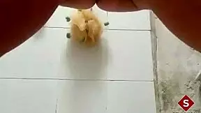 teen 18+ with tattoo warms up in bathtub using fingers on big ass and tits