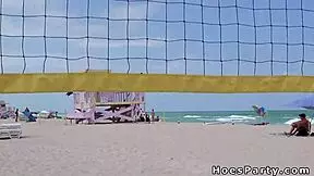 Is teen flashing at beach?