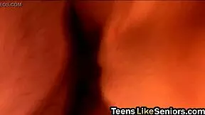 Perky tits brunette teen deeply takes old cock in her tiny pussy