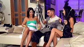 alyssa bounty dives into muff licking and deepthroat at party