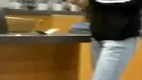 Hidden candid shot of young teen's legs and ass in jeans