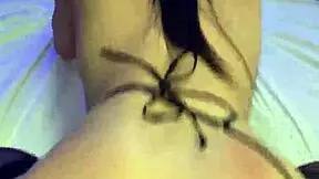 Thin teenage babe stripped and banged her smooth twat in a POV