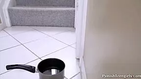 What happens when this tattooed teen gets punished with spanking in the garage?