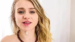 cutie in shorts takes facial after anal