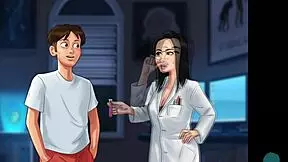 Hot Asian teacher jerks off student