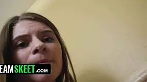 Hot brunette Alice March gives taboo blowjob