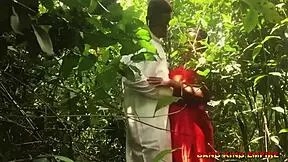 African lecturer intensely fucks sexy carolina in the bush, creampie in missionary and cowgirl positions.