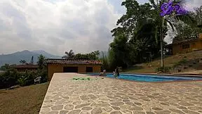 Colombian Teen Gives Blowjob And Tit Fuck In Pool With Friend