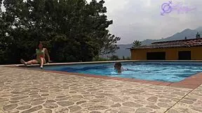 Colombian Teen Gives Blowjob And Tit Fuck In Pool With Friend