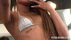 Super horny Sara Isabel rides and deepthroats dirty cock in dressing room intensely