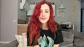 hey, let's tease that shaved redhead pussy with a dildo before fucking her naked tits and ass 😏