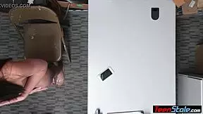 a stunning brunette thief in uniform gets caught at the office and gets her ass fucked by the lp officer in this reality scene