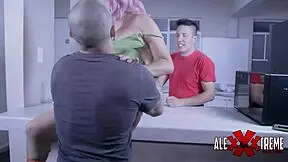 I cummed all over her big tits in the kitchen, oh god!