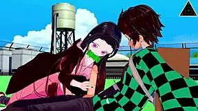 Tanjiro and Nezuko in Demon Slayer anime scene