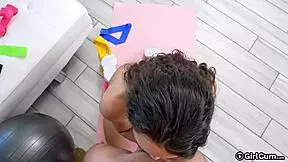 fit babe reaches multiple orgasms in workout