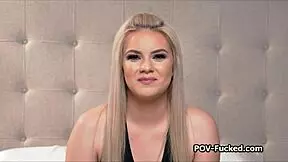 Juicy blonde sucks dick on casting