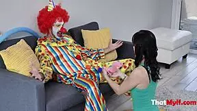 brunette milf alana cruise gets naughty with a clown for halloween fantasy