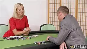 a sexy poker game with petite blonde in doggystyle anal