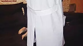 wife with masseur at home