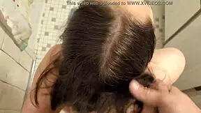Cumshot in hair feels so wild brushing it through