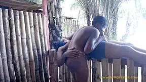 African teen welcomes tourist's touch