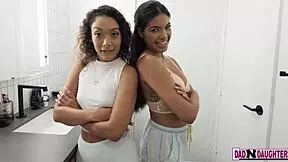 Maya And Sarah Fight For Papa's Hard Cock!