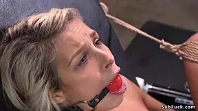 Gagged Petite Blonde Gets Roughly Fucked