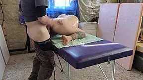 i was givin a massage to sexy tattooed girl sasha grein but i fucked her and cum on her hairy asshole and pussy 4k