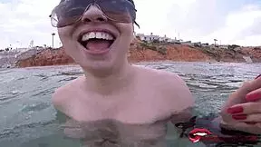 Teen girl flaunts big boobs outdoors