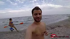 Young 18+ Girl With Big Tits Gives Intense Handjob On Public Beach