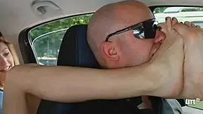 Italian Girl Foots Man In Car Brat