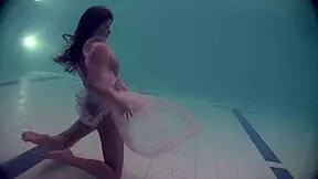 When a young Russian babe rips off clothes in pool side striptease