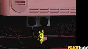 Busty Tattoo Blonde Louise Lee Double Teamed in Doggystyle Threesome