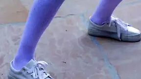 stockings teen 18+ explores lesbian tastes outdoors in hd