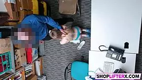 Shoplifting teen Catarina punished with blowjob and monster cock drilling in the shop