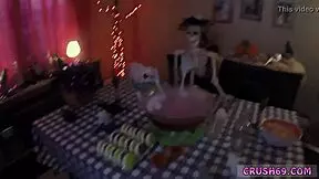 Teen dildo play with Chinese first-time masturbation fun... oops, swalloween mix-up!