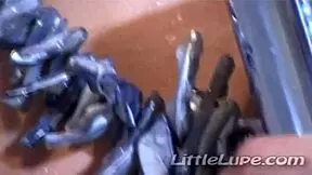 I masturbat tiny Lupe in shower.