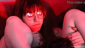 nerdy girlfriend masturbates with toys then gets cowgirl and doggystyle fucked by friend